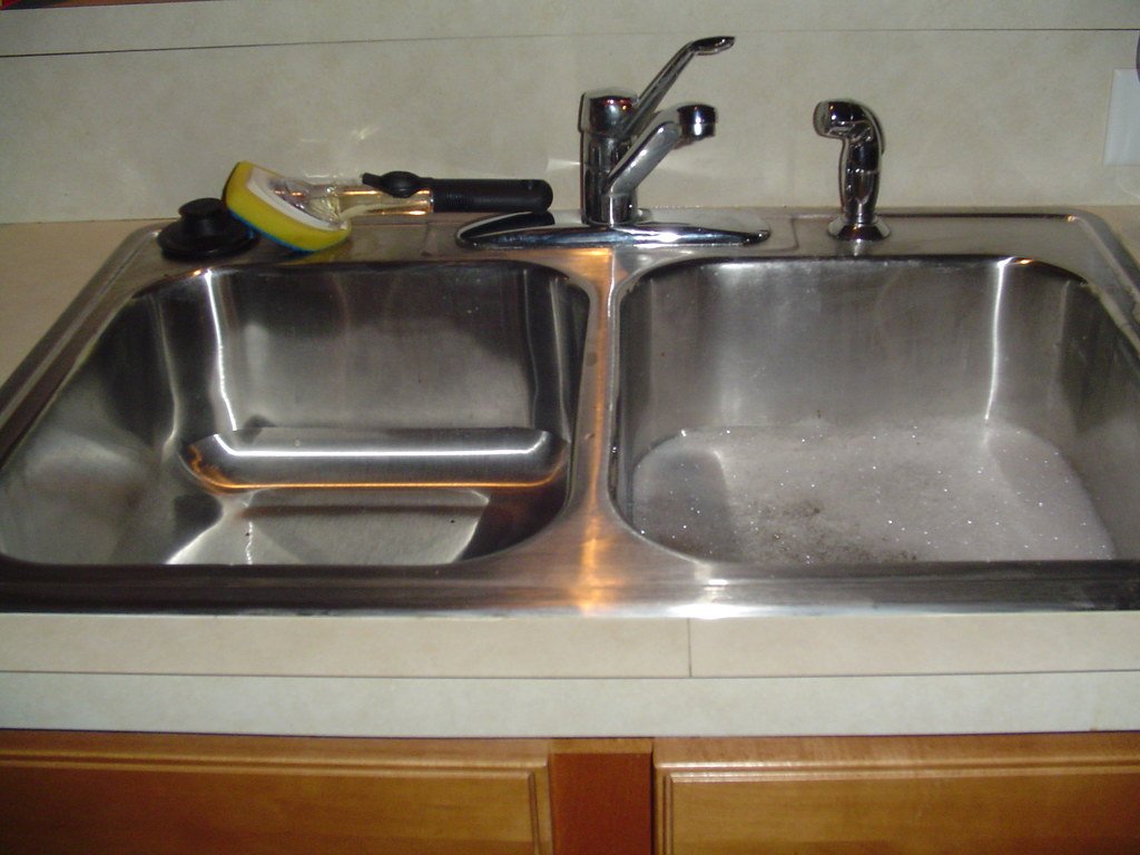Kitchen sink plumbing in a family home